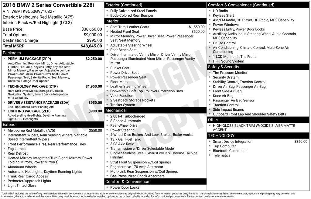 used 2016 BMW 228 car, priced at $16,500