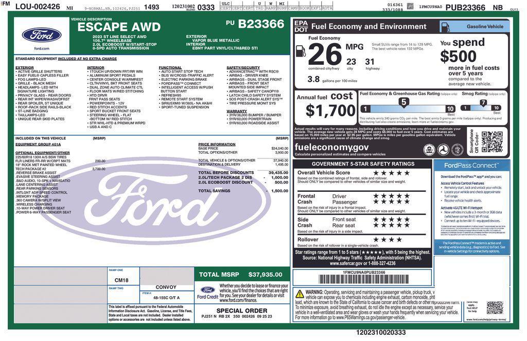 used 2023 Ford Escape car, priced at $27,501