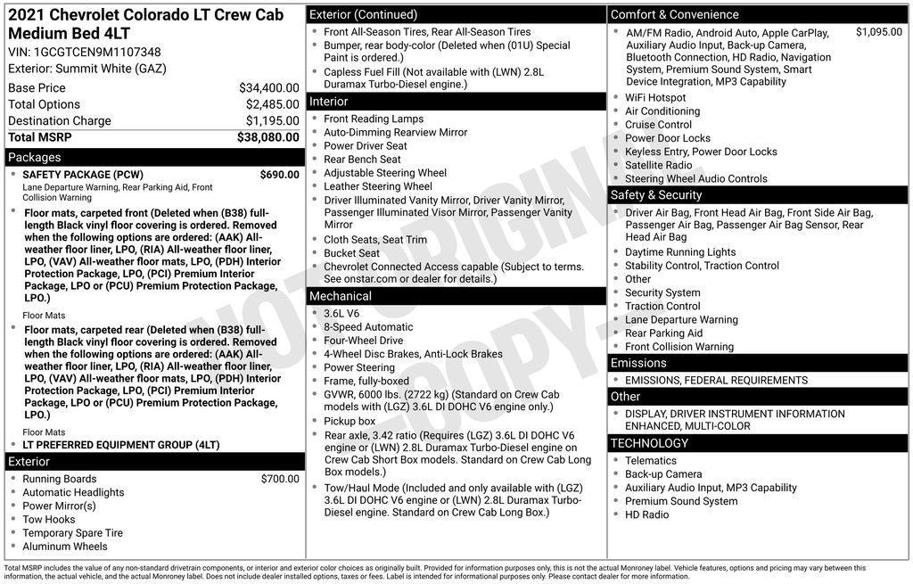 used 2021 Chevrolet Colorado car, priced at $22,500