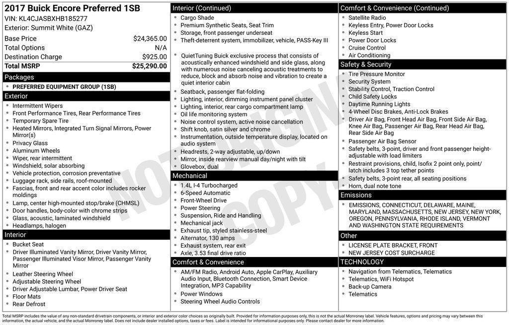 used 2017 Buick Encore car, priced at $8,701