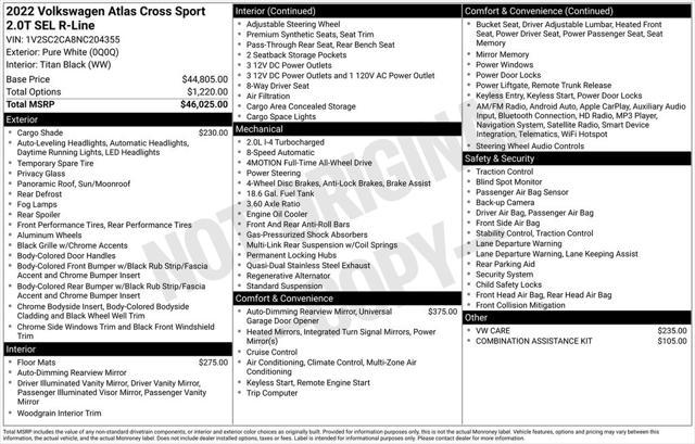 used 2022 Volkswagen Atlas Cross Sport car, priced at $29,600