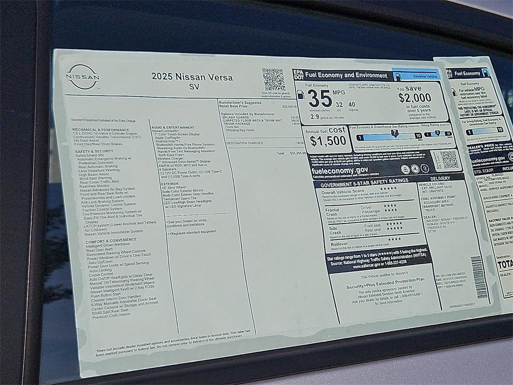 new 2025 Nissan Versa car, priced at $19,316