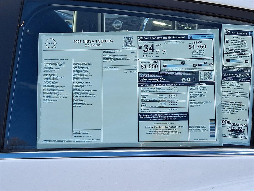 new 2025 Nissan Sentra car, priced at $21,262