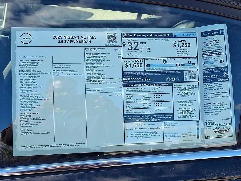 new 2025 Nissan Altima car, priced at $27,594