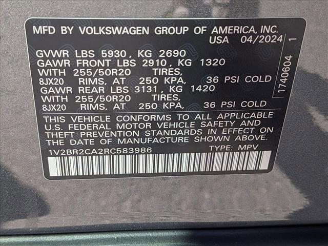 new 2024 Volkswagen Atlas car, priced at $46,875