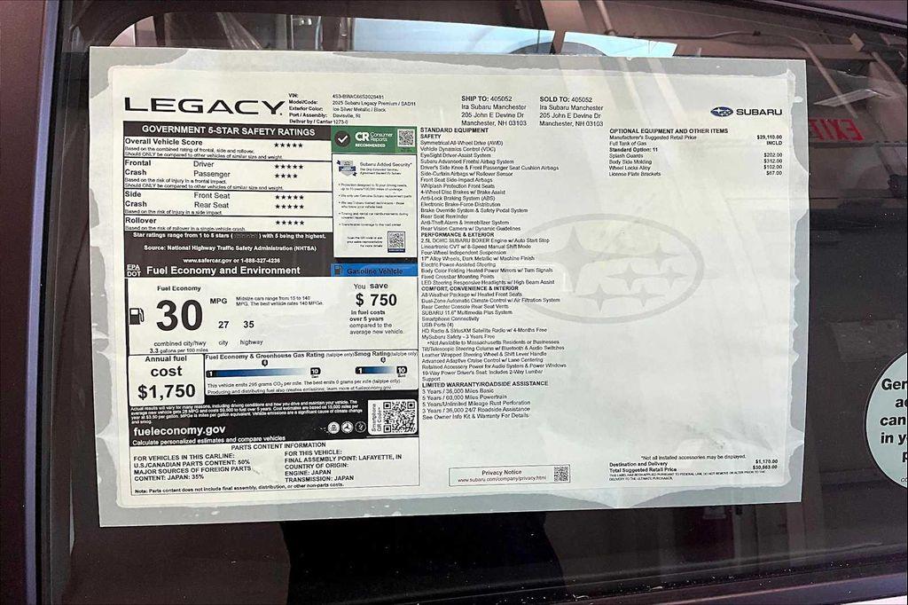 new 2025 Subaru Legacy car, priced at $28,205