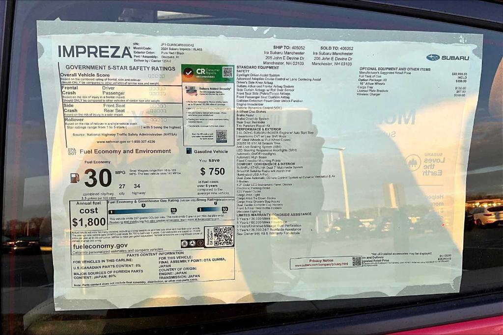 new 2024 Subaru Impreza car, priced at $22,838