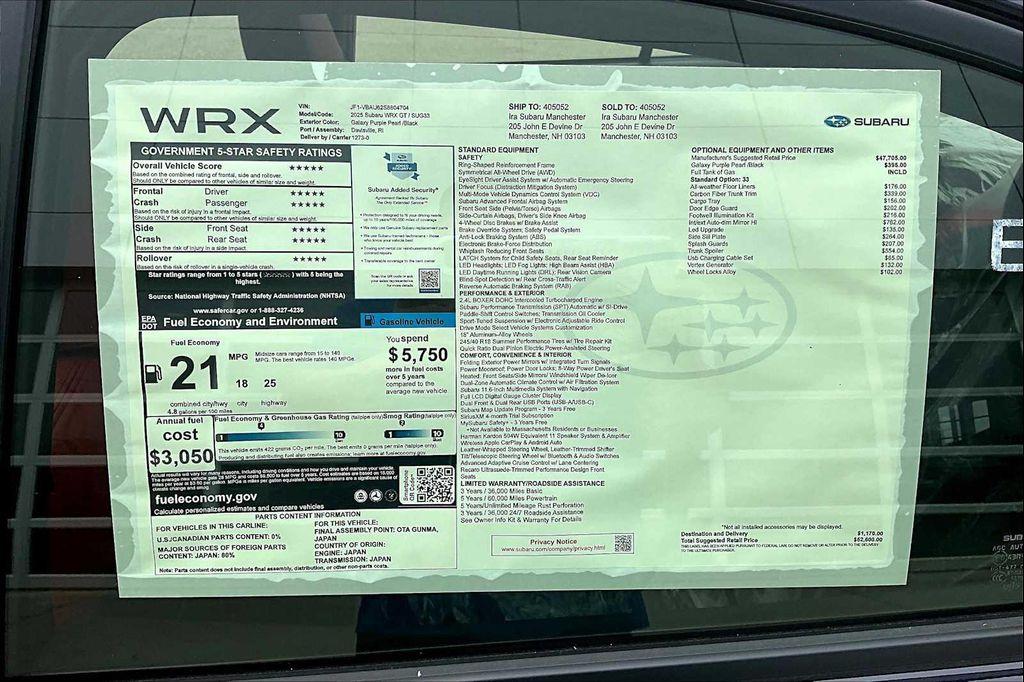 new 2025 Subaru WRX car, priced at $48,382
