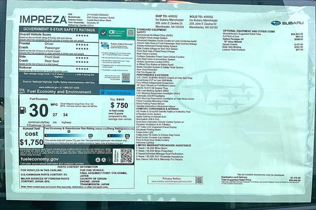 new 2025 Subaru Impreza car, priced at $24,685
