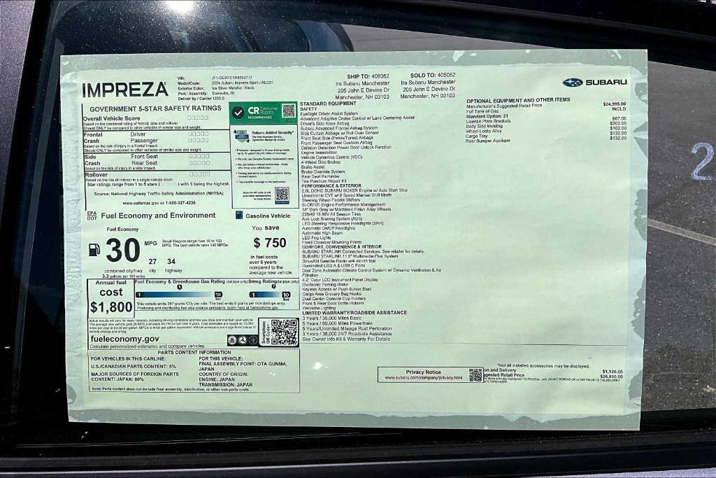 new 2024 Subaru Impreza car, priced at $24,869