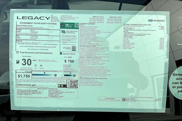 new 2025 Subaru Legacy car, priced at $29,594