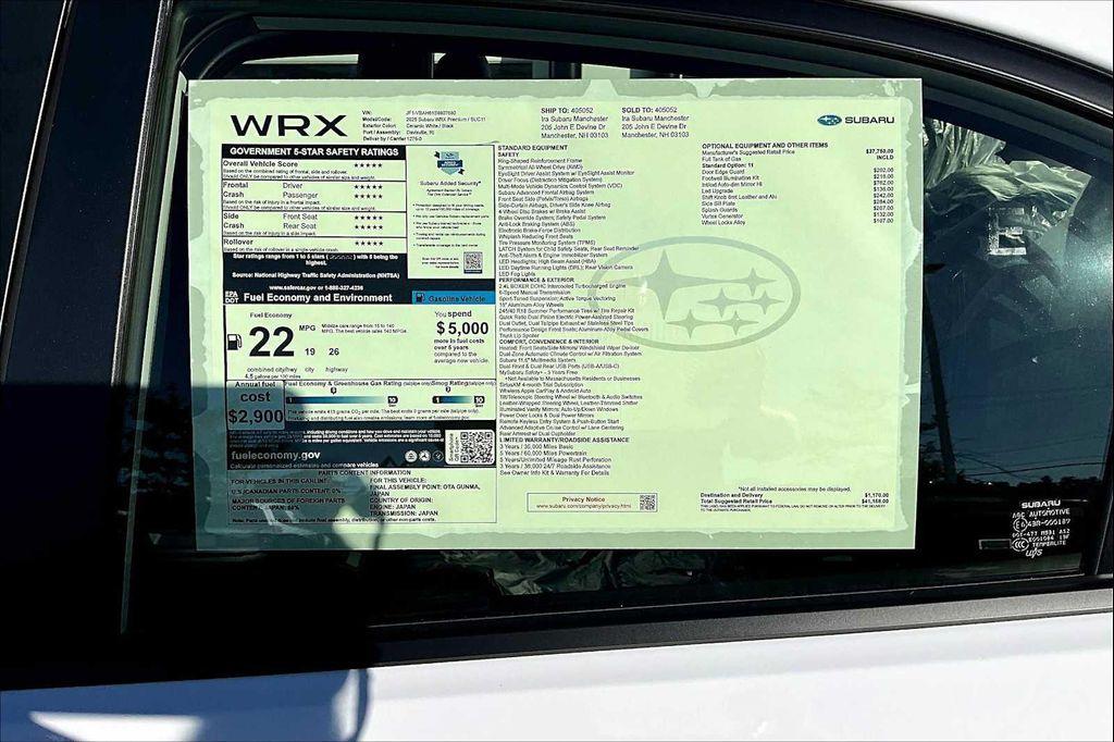 new 2025 Subaru WRX car, priced at $38,007