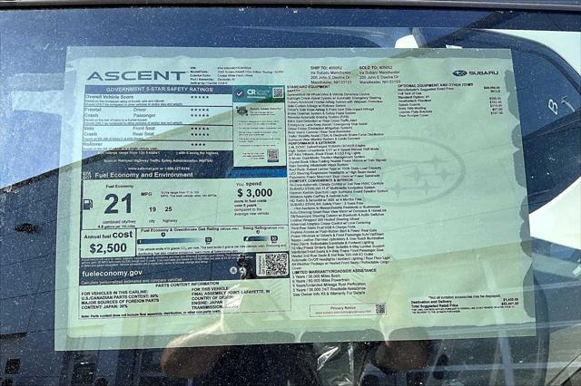 new 2025 Subaru Ascent car, priced at $47,471