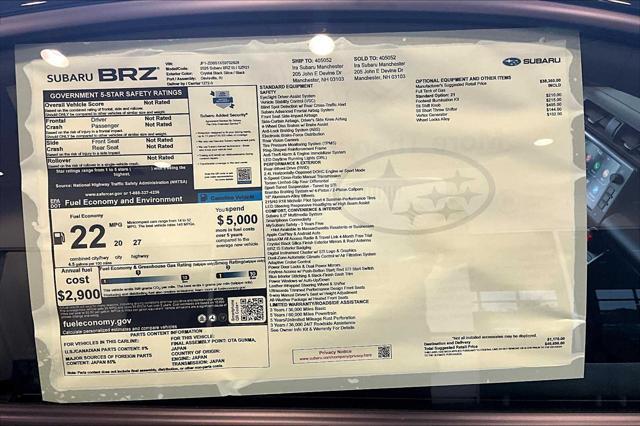 new 2025 Subaru BRZ car, priced at $40,696