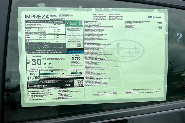 new 2025 Subaru Impreza car, priced at $24,382