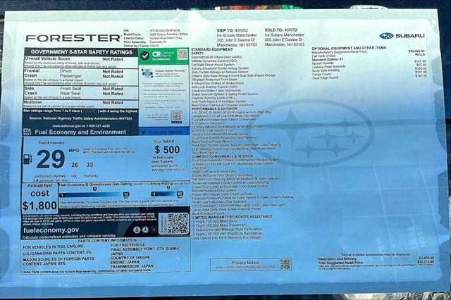 new 2025 Subaru Forester car, priced at $28,704