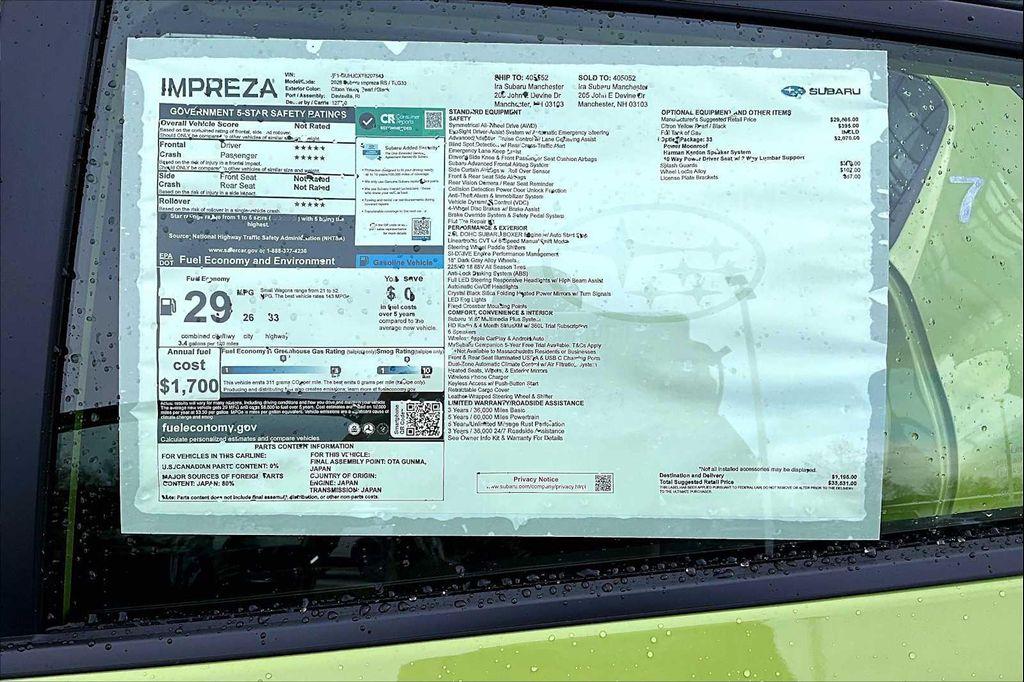 new 2026 Subaru Impreza car, priced at $33,531