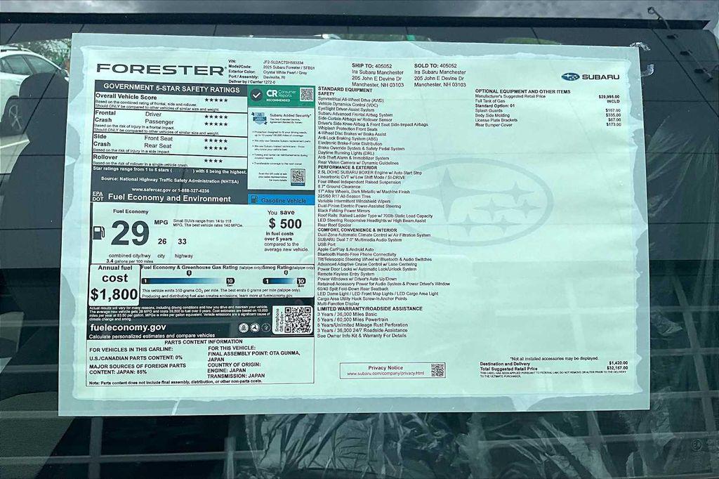 new 2025 Subaru Forester car, priced at $29,364