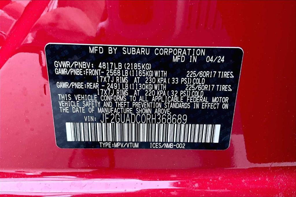new 2024 Subaru Crosstrek car, priced at $28,183