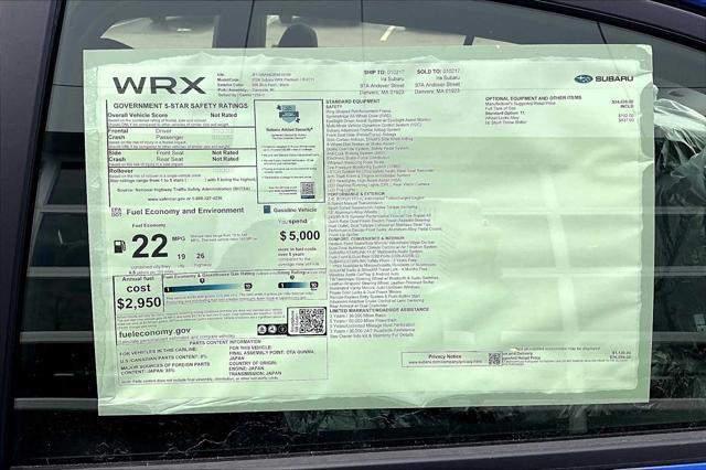 new 2024 Subaru WRX car, priced at $33,022