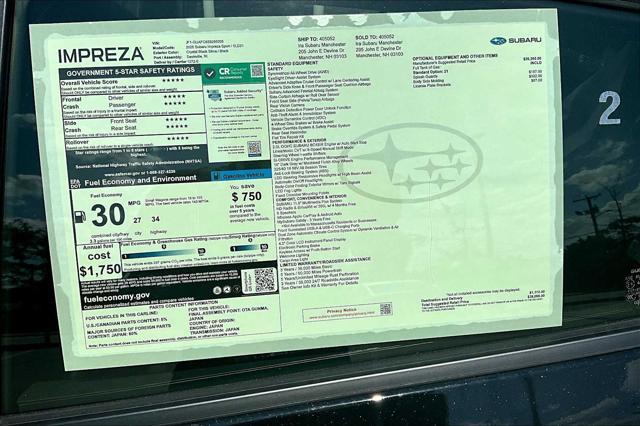 new 2025 Subaru Impreza car, priced at $26,669