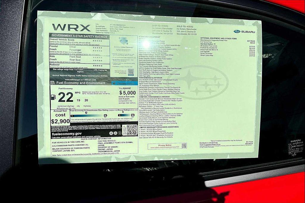new 2025 Subaru WRX car, priced at $37,527