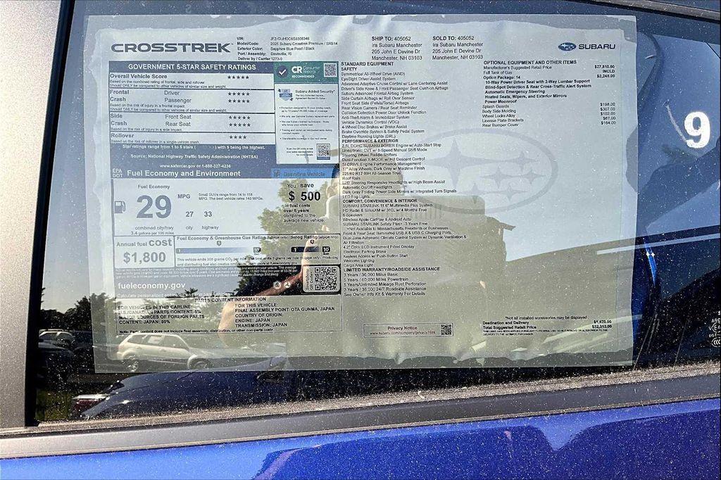 new 2025 Subaru Crosstrek car, priced at $29,093