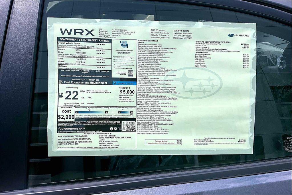 new 2025 Subaru WRX car, priced at $38,977