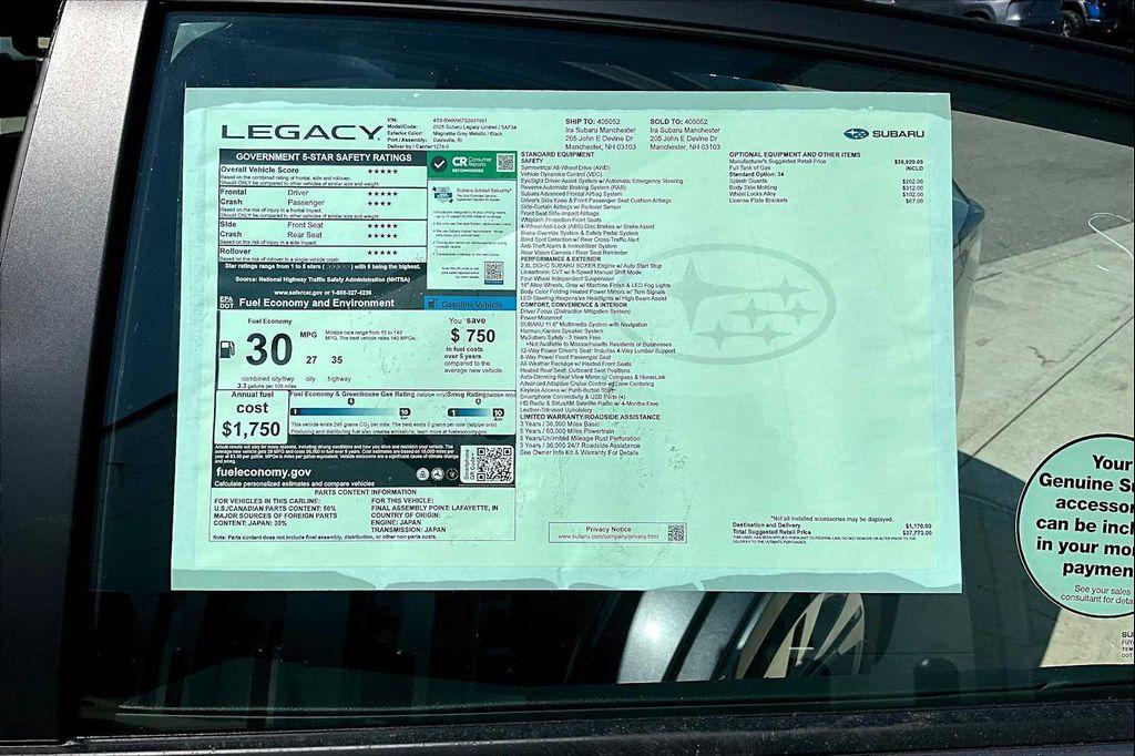 new 2025 Subaru Legacy car, priced at $34,279
