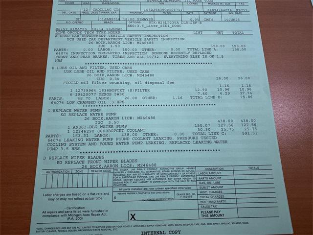 used 2012 Cadillac CTS car, priced at $12,895