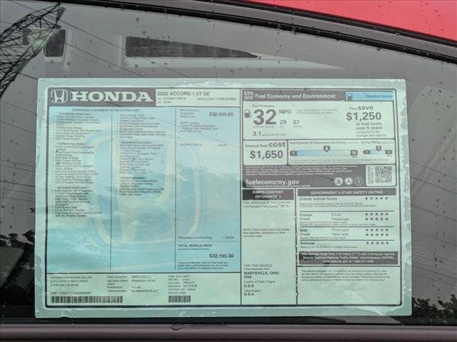 new 2025 Honda Accord car, priced at $32,165