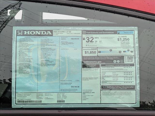 new 2025 Honda Accord car, priced at $32,165