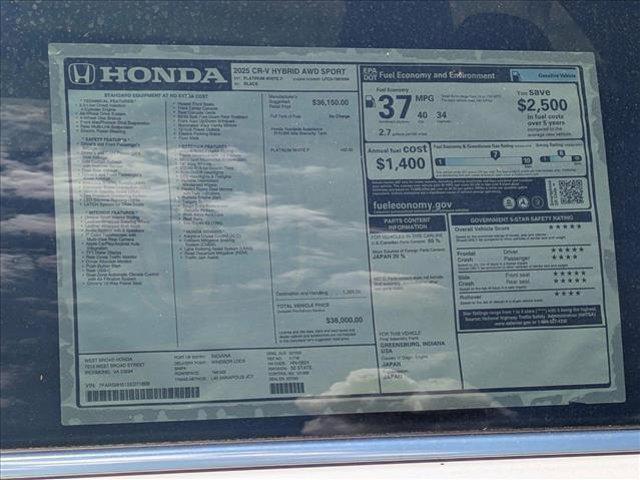 new 2025 Honda CR-V Hybrid car, priced at $38,000