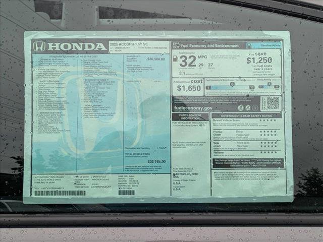new 2025 Honda Accord car, priced at $32,165