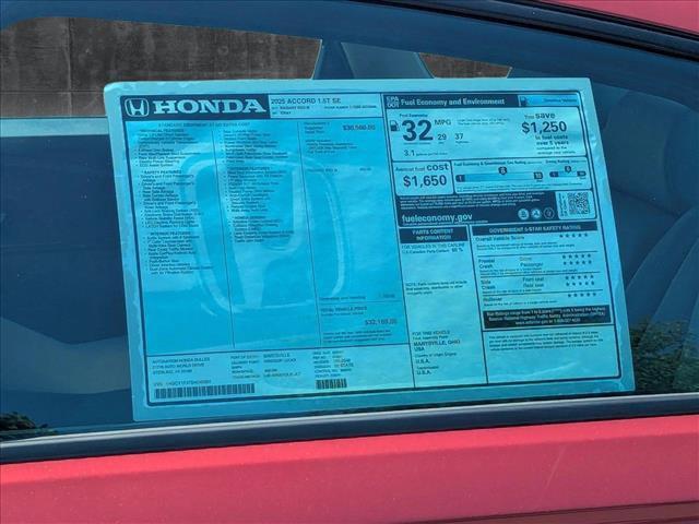new 2025 Honda Accord car, priced at $32,165