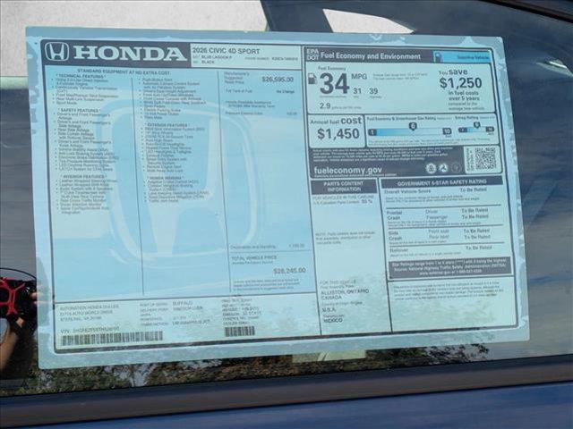 new 2026 Honda Civic car, priced at $28,245