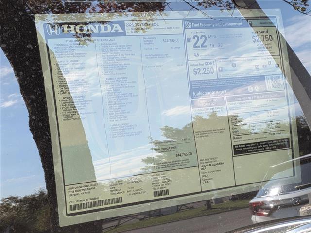 new 2026 Honda Odyssey car, priced at $44,745