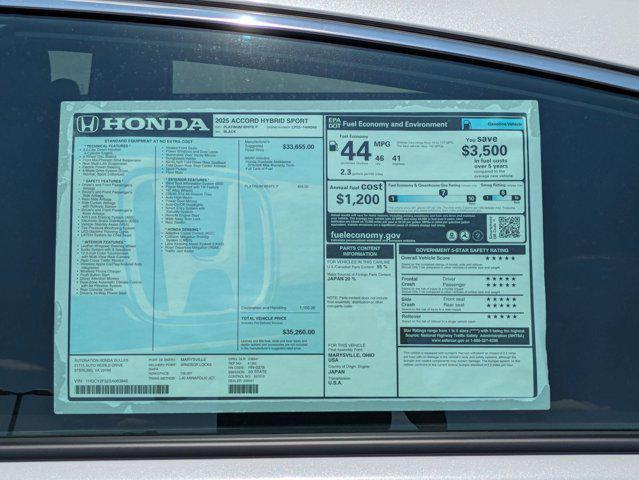 new 2025 Honda Accord Hybrid car, priced at $35,260
