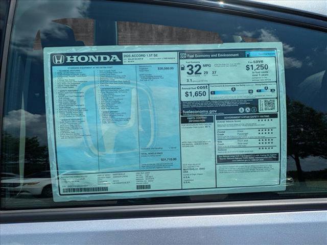new 2025 Honda Accord car, priced at $31,710