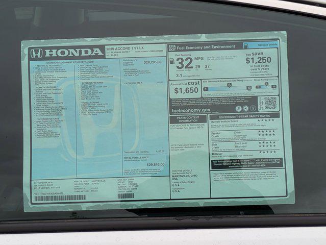 new 2025 Honda Accord car, priced at $28,633