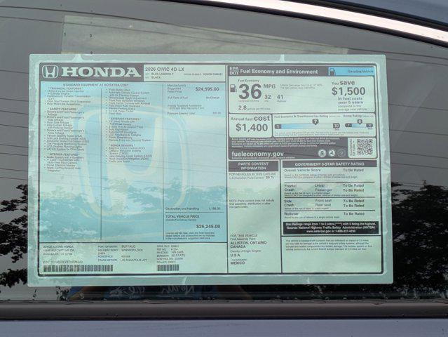 new 2026 Honda Civic car, priced at $25,745