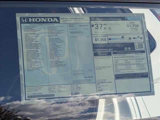 new 2026 Honda CR-V Hybrid car, priced at $42,130
