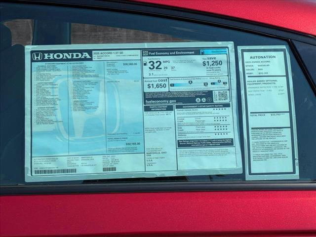 new 2025 Honda Accord car, priced at $30,705