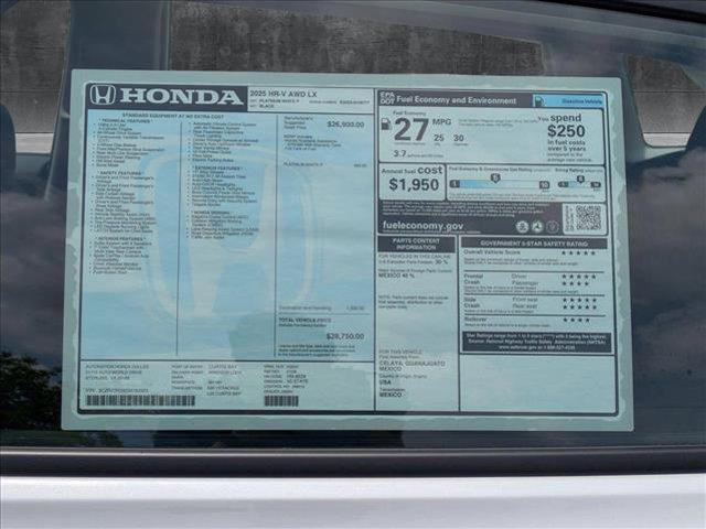 new 2025 Honda HR-V car, priced at $28,750