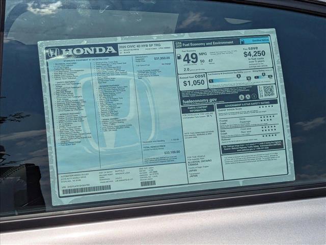 new 2025 Honda Civic Hybrid car, priced at $33,100
