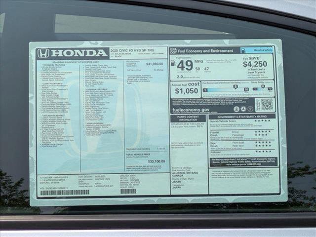 new 2025 Honda Civic Hybrid car, priced at $33,100
