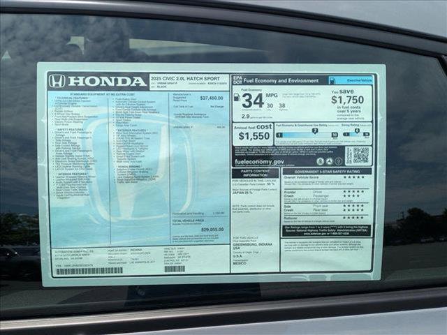 new 2025 Honda Civic car, priced at $29,055