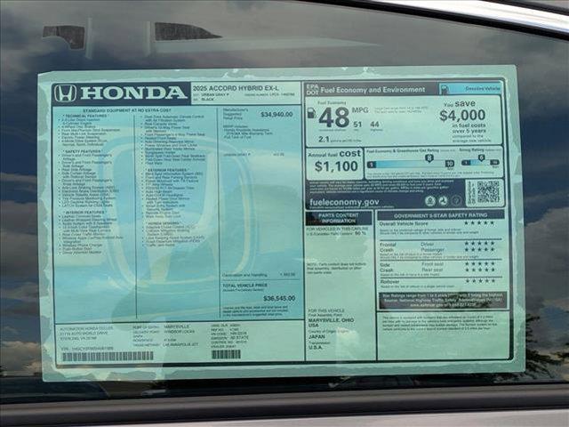 new 2025 Honda Accord Hybrid car, priced at $36,545