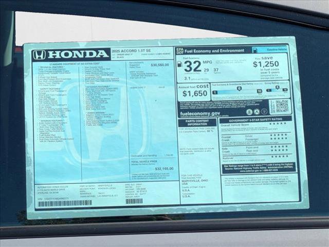 new 2025 Honda Accord car, priced at $32,165