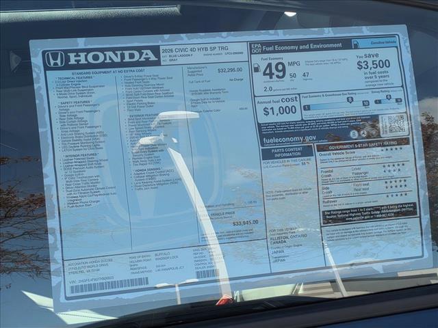 new 2026 Honda Civic Hybrid car, priced at $33,945